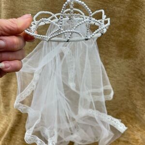 First communion headpiece with attached veil